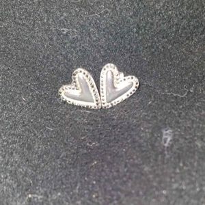 Silver heart stud earrings